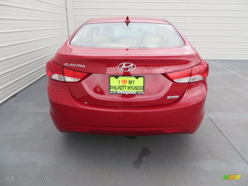 2013 Elantra Limited - Sparkling Ruby / Beige photo #5