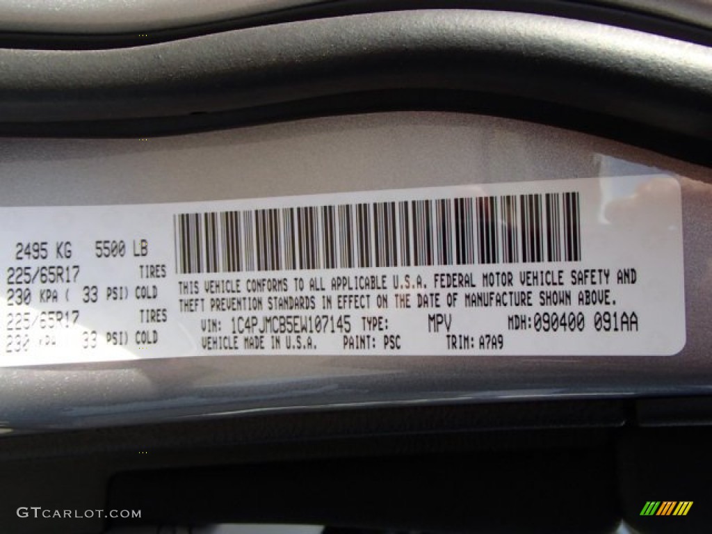2014 Cherokee Color Code PSC for Billet Silver Metallic Photo #87654403
