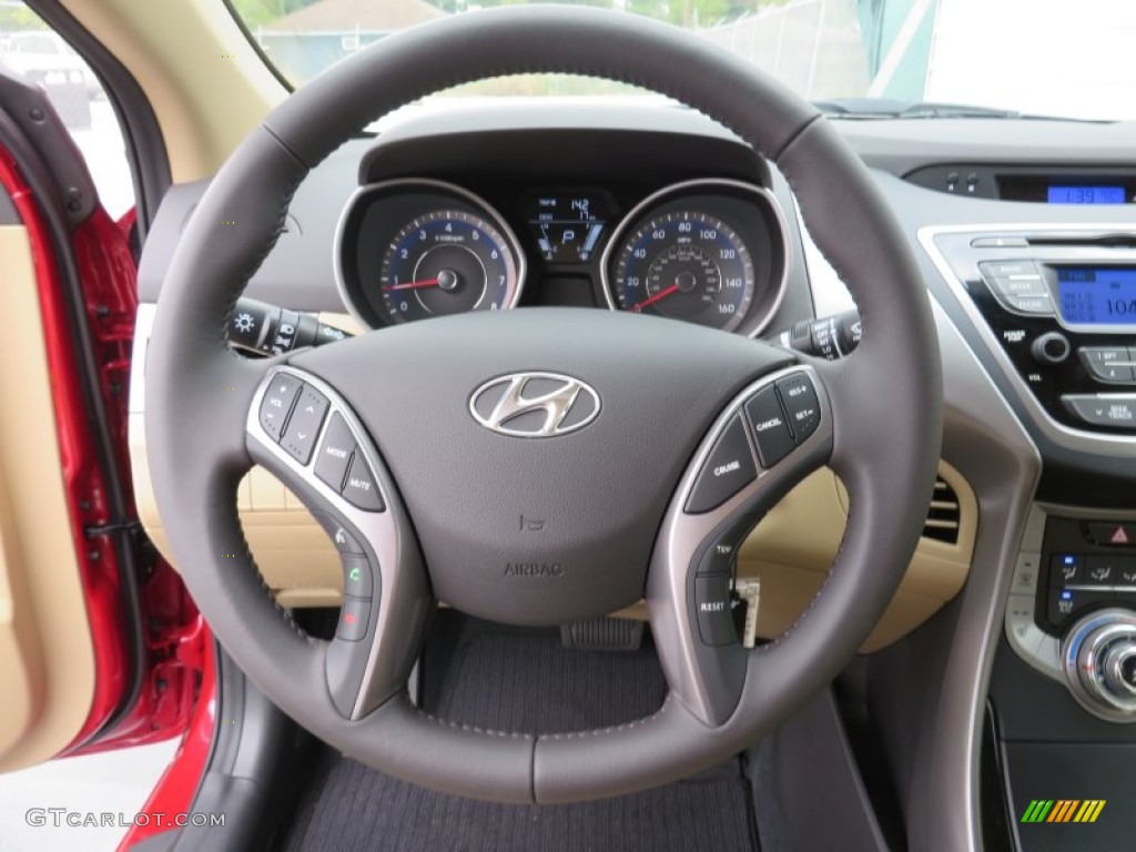 2013 Elantra Limited - Sparkling Ruby / Beige photo #32