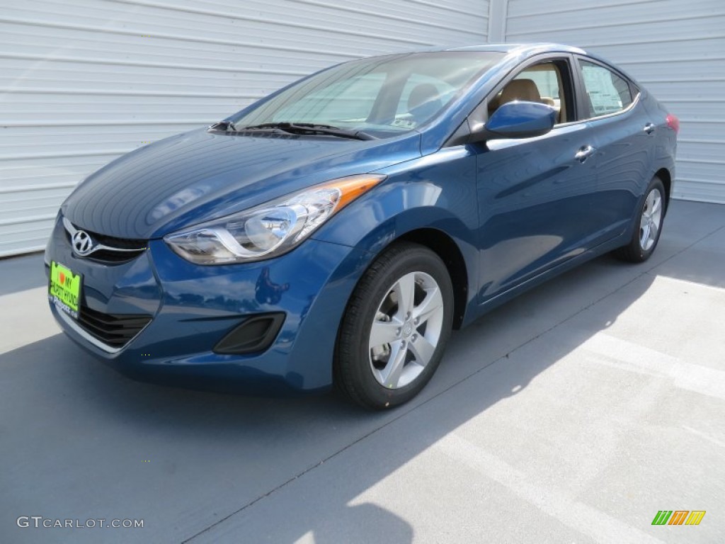 2013 Elantra GLS - Windy Sea Blue / Beige photo #7