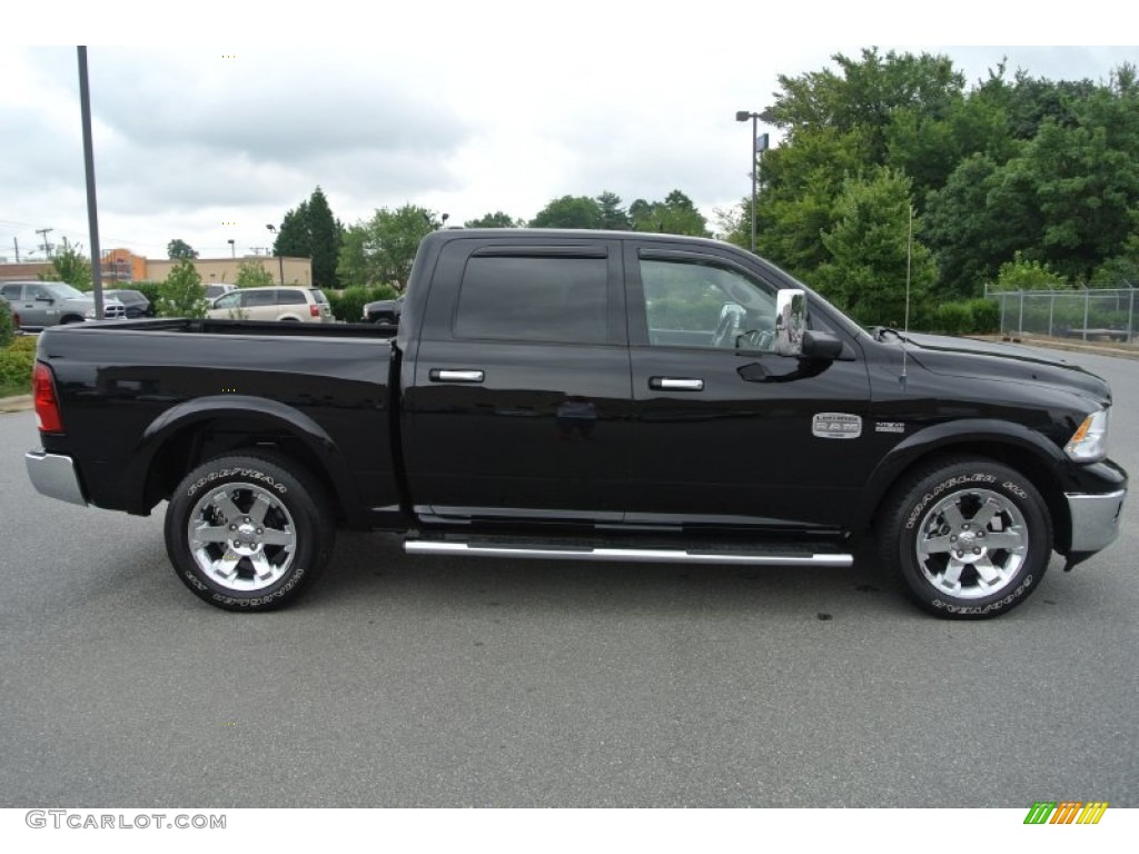 2012 Ram 1500 Laramie Longhorn Crew Cab 4x4 - Black / Light Pebble Beige/Bark Brown photo #3