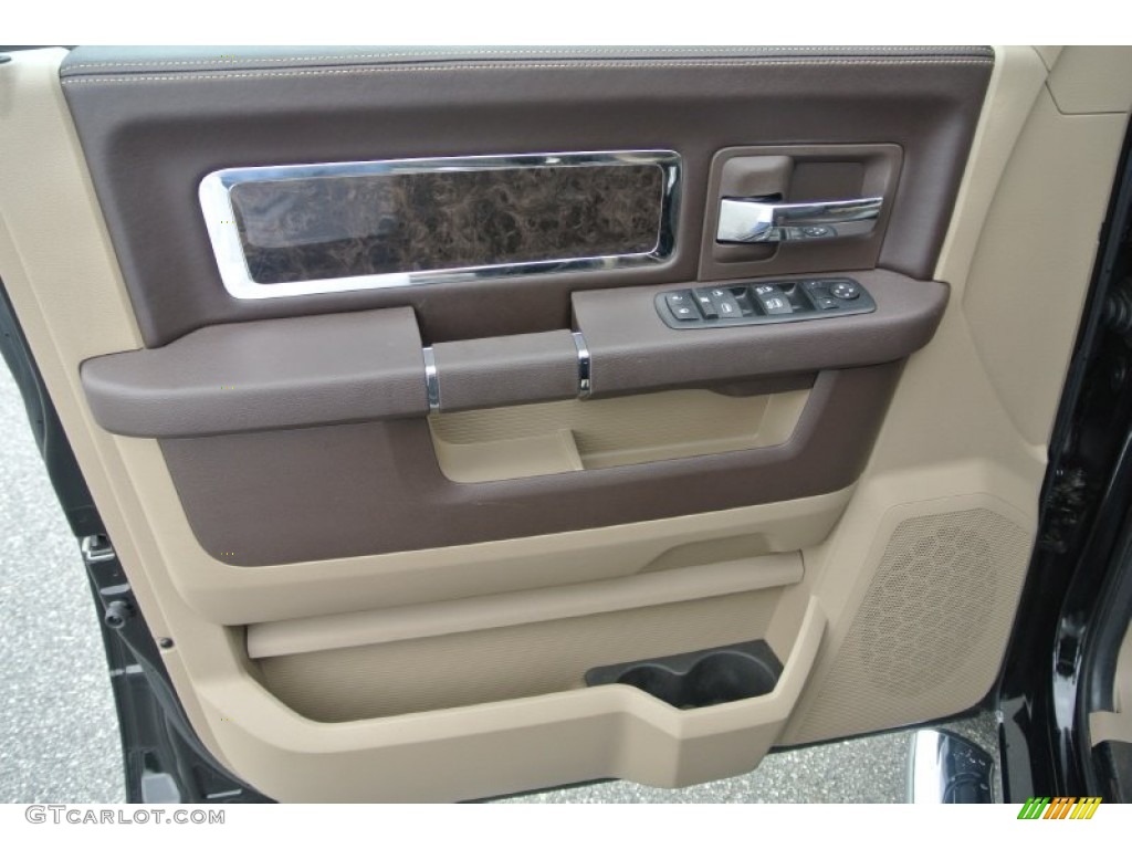 2012 Ram 1500 Laramie Longhorn Crew Cab 4x4 - Black / Light Pebble Beige/Bark Brown photo #9