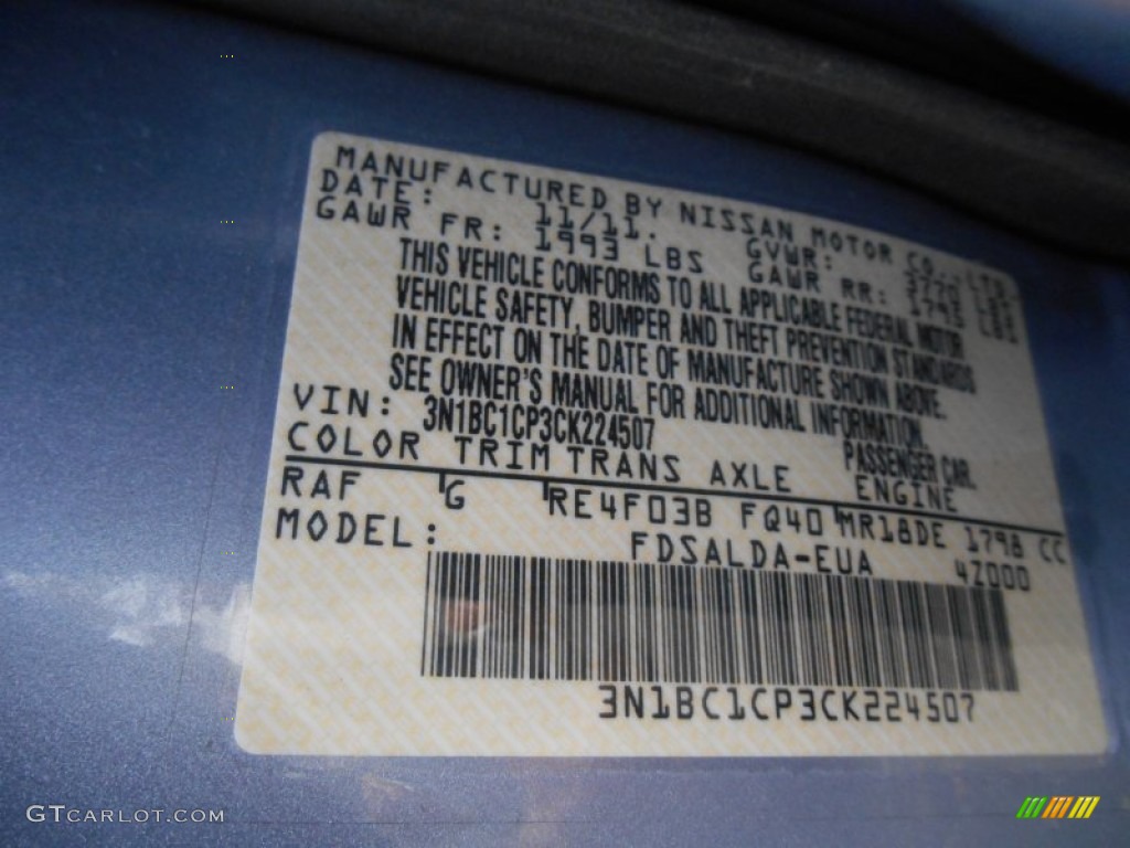 2012 Versa 1.8 S Hatchback - Arctic Blue Metallic / Charcoal photo #23