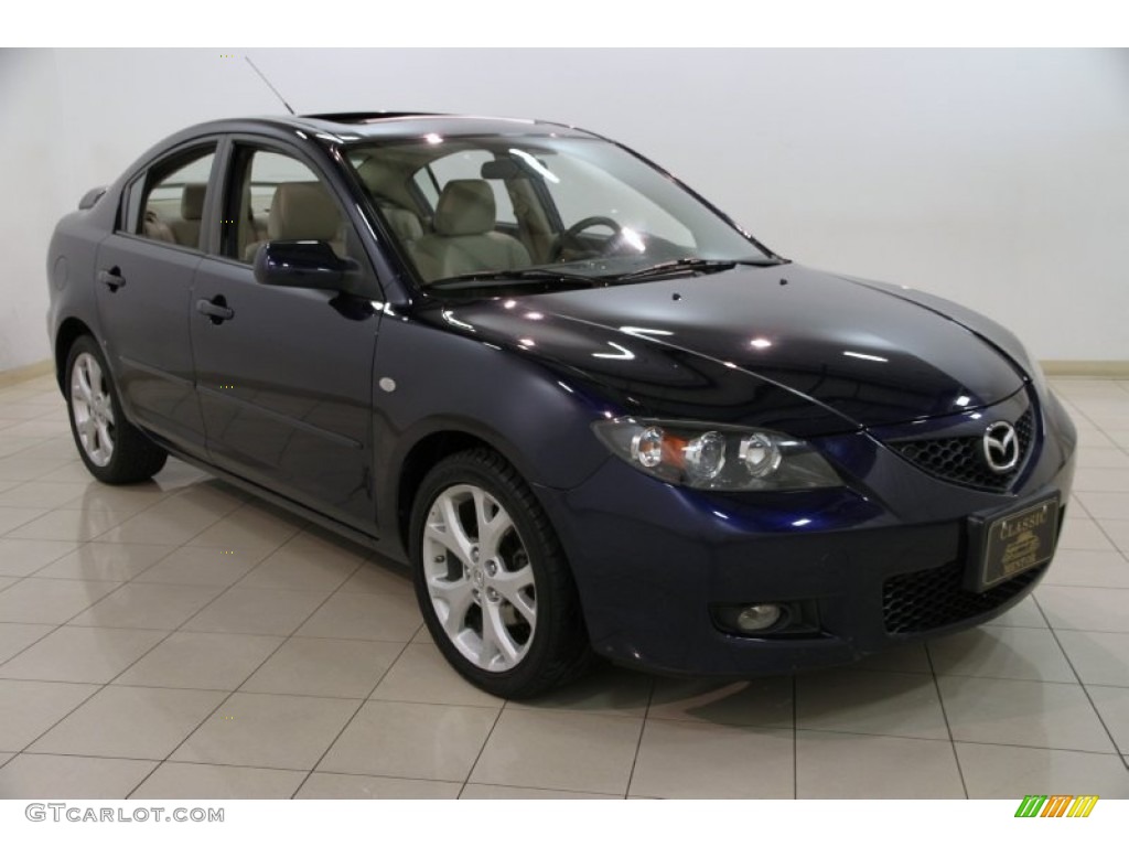 2009 MAZDA3 i Touring Sedan - Stormy Blue Mica / Beige photo #1
