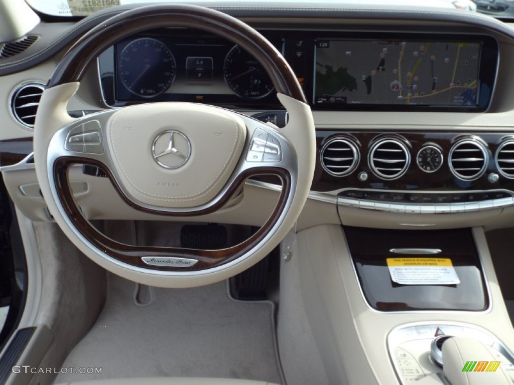 2014 Mercedes-Benz S 550 Sedan Silk Beige/Espresso Brown Dashboard Photo #87671489