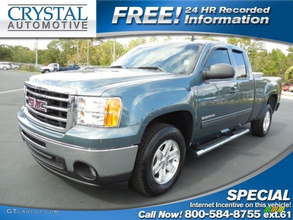 2013 Sierra 1500 SLE Extended Cab - Stealth Gray Metallic / Light Titanium/Dark Titanium photo #1
