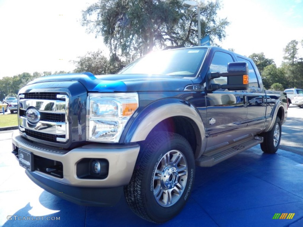 2014 F250 Super Duty King Ranch Crew Cab 4x4 - Blue Jeans Metallic / King Ranch Chaparral Leather/Adobe Trim photo #1