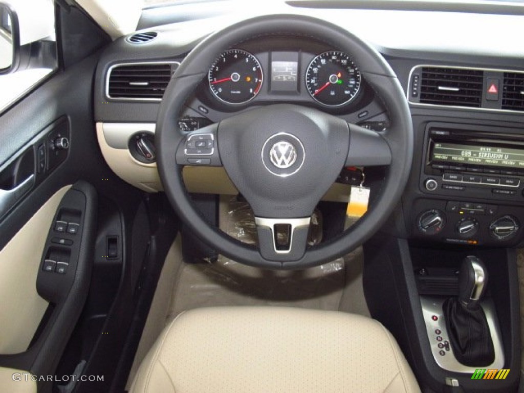 2014 Jetta SE Sedan - Pure White / Cornsilk Beige photo #13