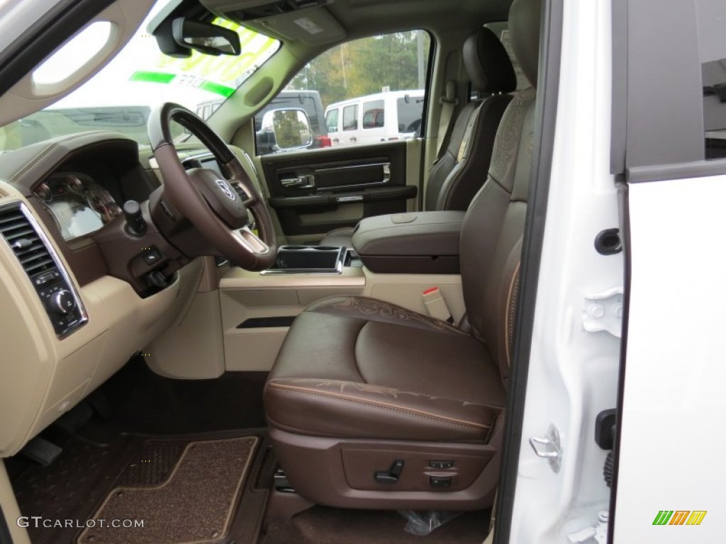 2014 1500 Laramie Longhorn Crew Cab 4x4 - Bright White / Canyon Brown/Light Frost Beige photo #11