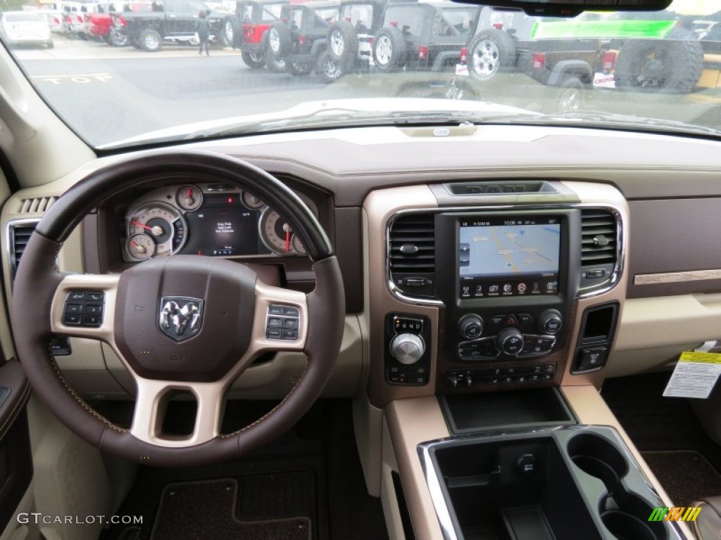 2014 1500 Laramie Longhorn Crew Cab 4x4 - Bright White / Canyon Brown/Light Frost Beige photo #15