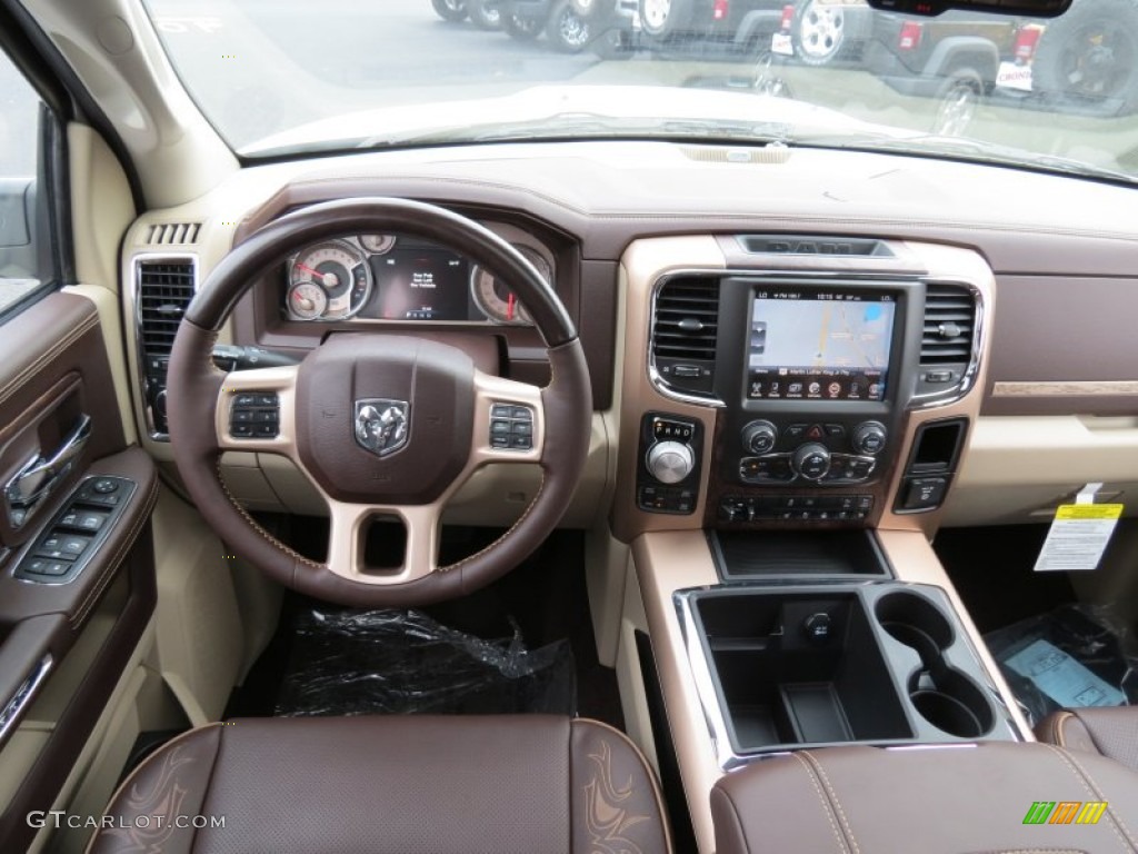 2014 Ram 1500 Laramie Longhorn Crew Cab 4x4 Longhorn Canyon Brown/Light Frost Dashboard Photo #87693095