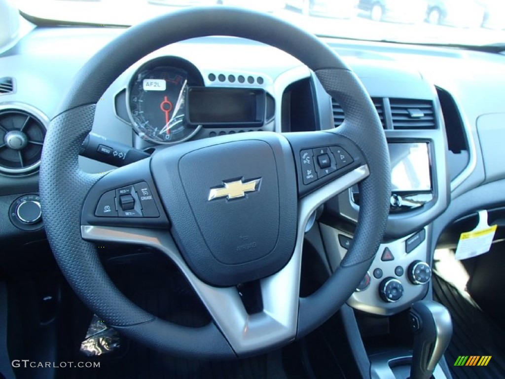 2014 Chevrolet Sonic LT Hatchback Jet Black/Dark Titanium Steering Wheel Photo #87695480