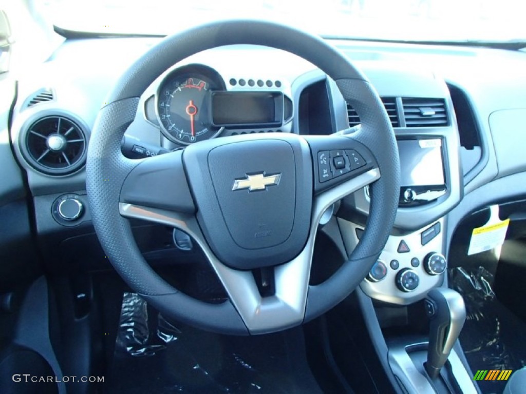 2014 Chevrolet Sonic LS Hatchback Jet Black/Dark Titanium Steering Wheel Photo #87696317