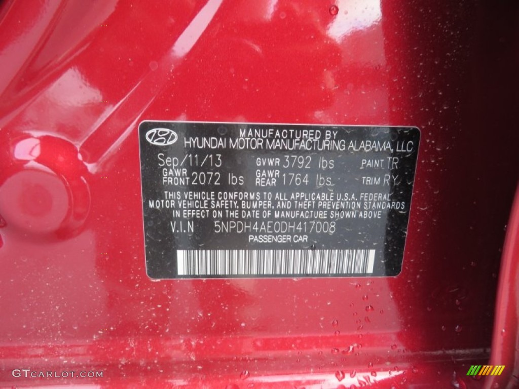 2013 Elantra Limited - Red / Black photo #35
