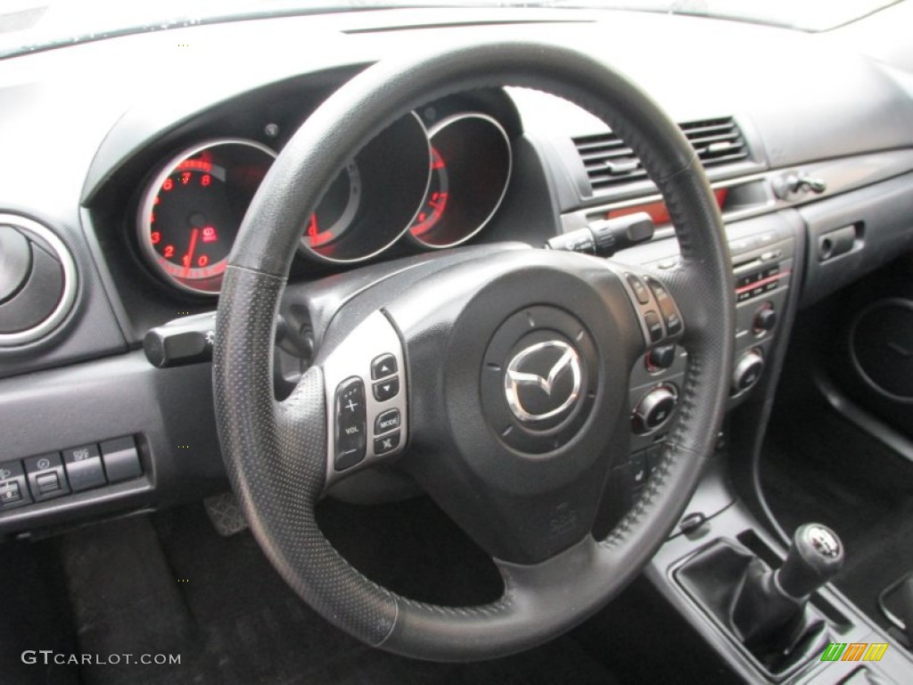 2008 Mazda MAZDA3 s Touring Sedan Black Steering Wheel Photo #87708815