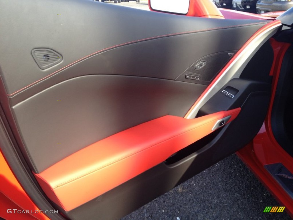 2014 Chevrolet Corvette Stingray Coupe Adrenaline Red Door Panel Photo #87719196