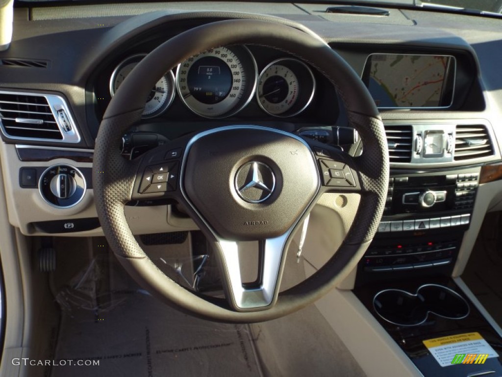 2014 E 350 Coupe - Diamond White Metallic / Silk Beige/Espresso Brown photo #9