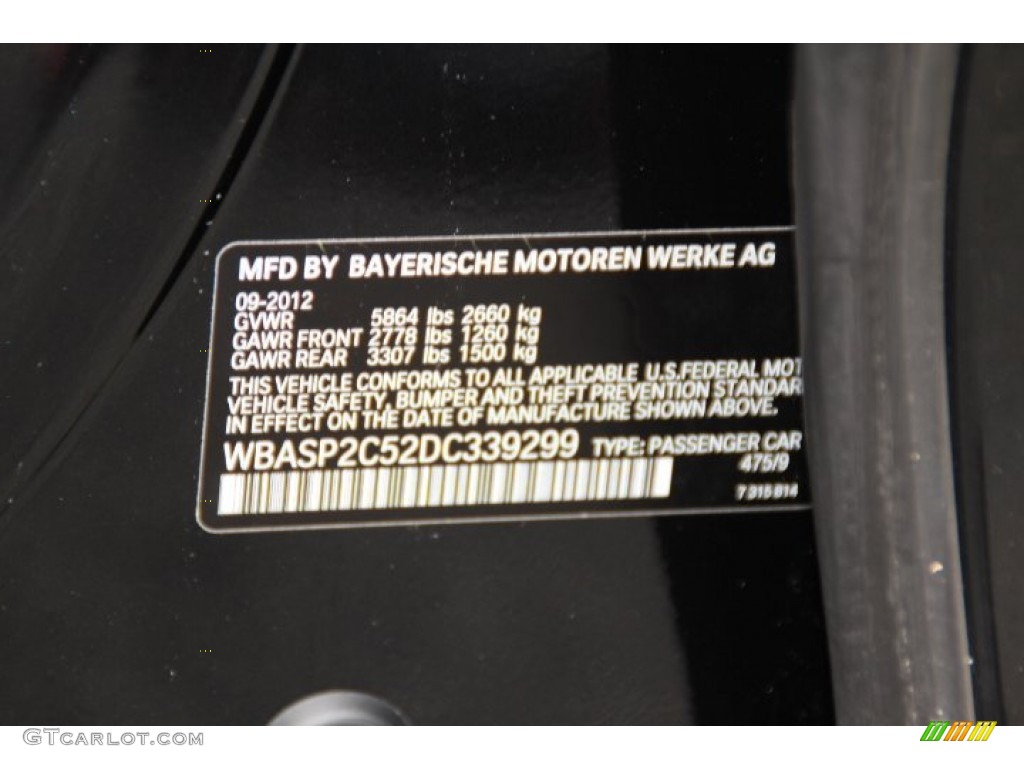 2013 BMW 5 Series 535i xDrive Gran Turismo Color Code Photos