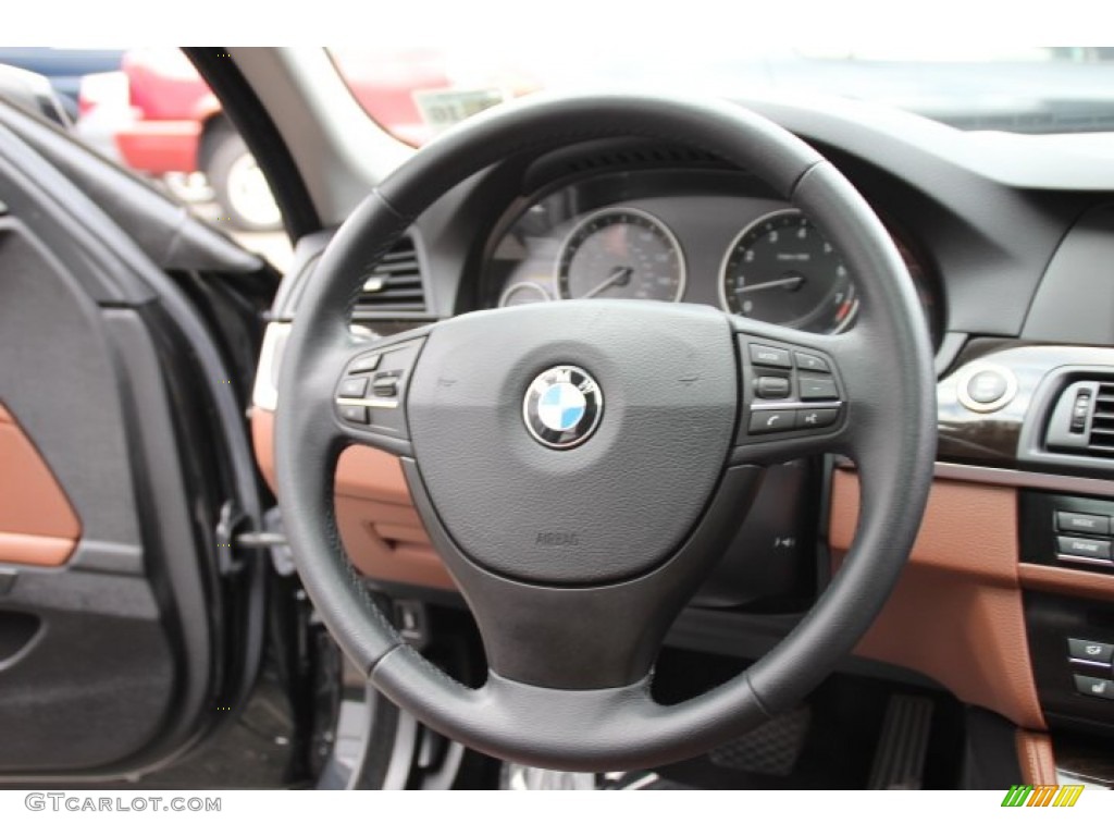 2011 BMW 5 Series 535i xDrive Sedan Cinnamon Brown Steering Wheel Photo #87721642