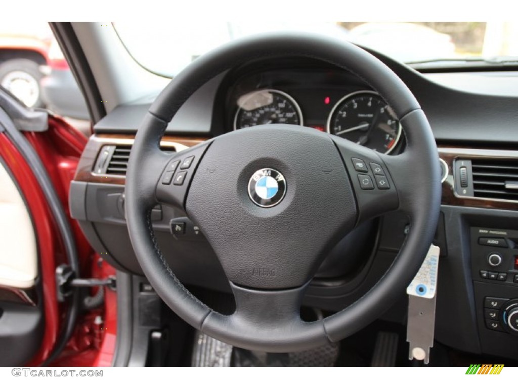 2011 BMW 3 Series 328i xDrive Sedan Oyster/Black Dakota Leather Steering Wheel Photo #87722379