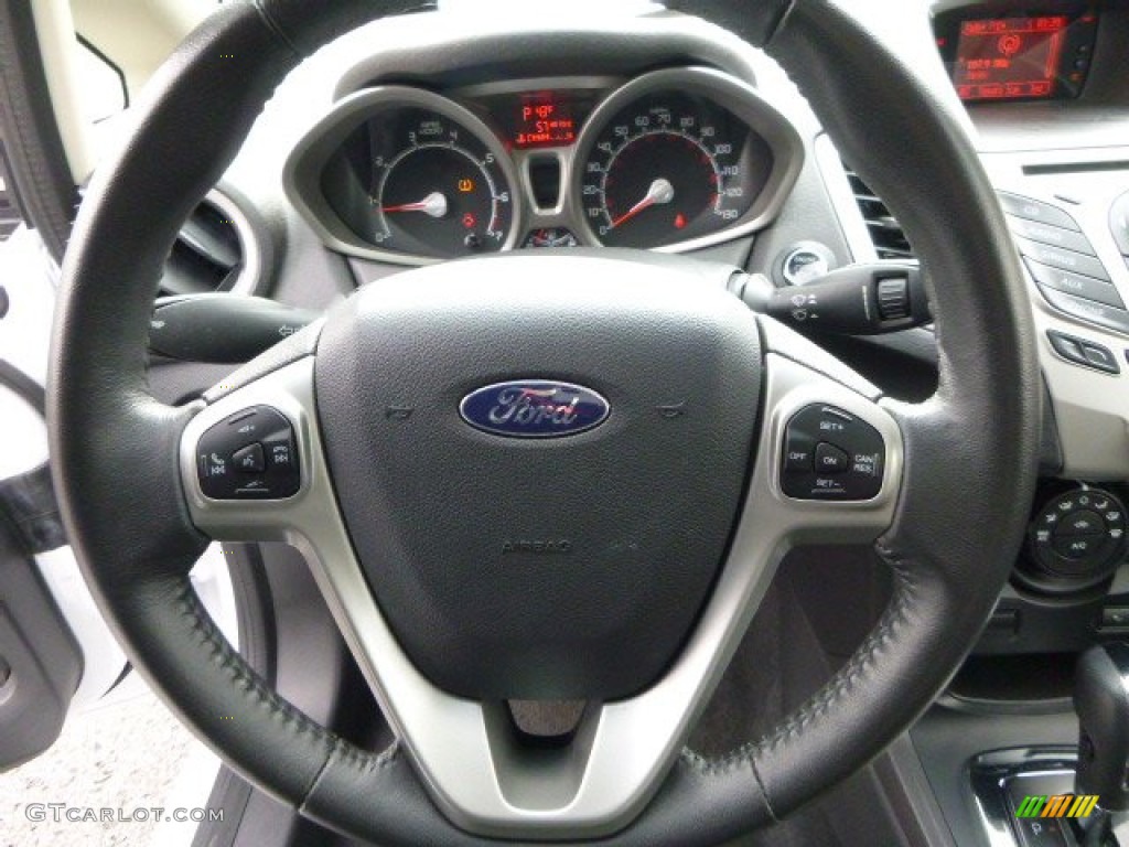 2013 Ford Fiesta Titanium Hatchback Charcoal Black Leather Steering Wheel Photo #87723309