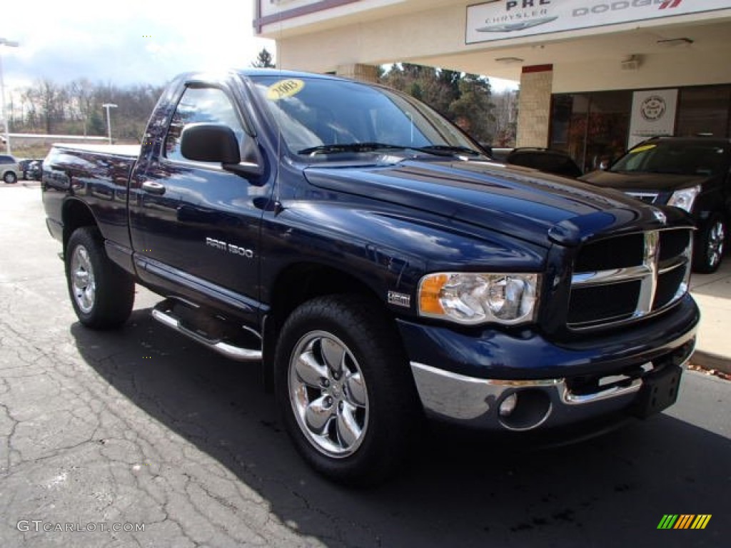 2003 Ram 1500 Laramie Regular Cab 4x4 - Patriot Blue Pearl / Taupe photo #2