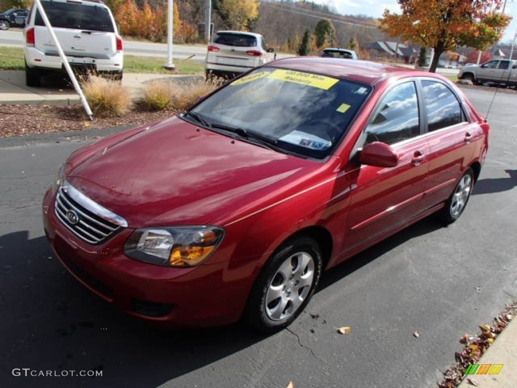 2009 Spectra EX Sedan - Spicy Red Metallic / Beige photo #4