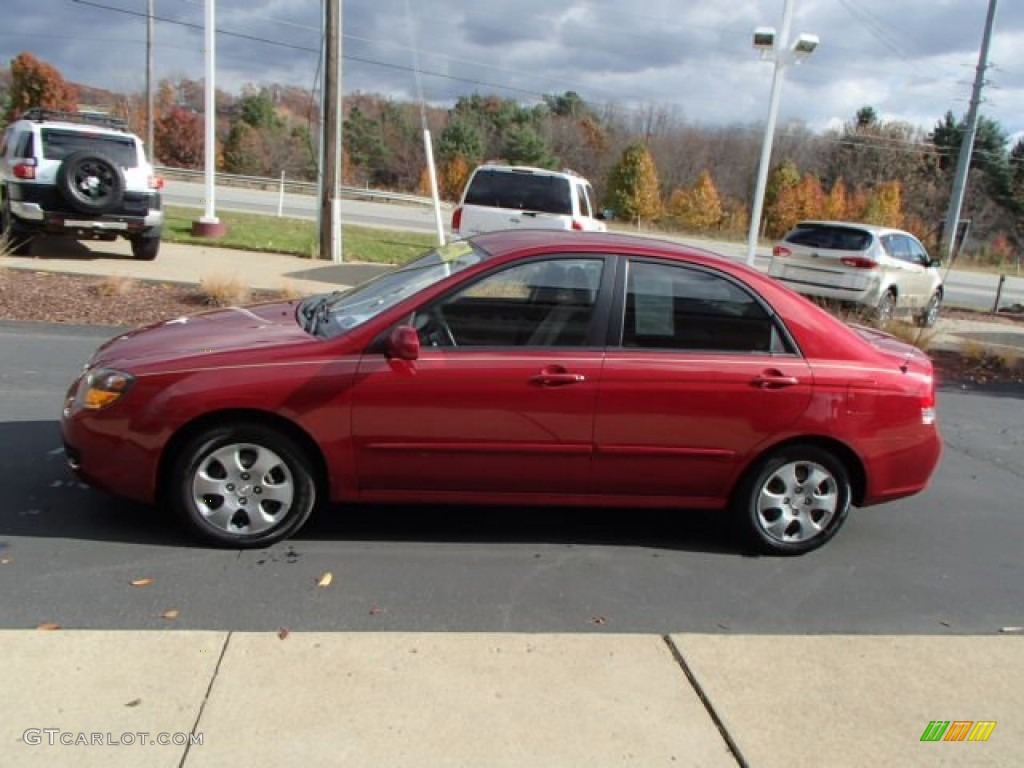 2009 Spectra EX Sedan - Spicy Red Metallic / Beige photo #5