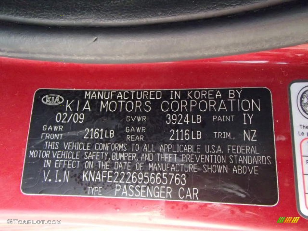 2009 Spectra EX Sedan - Spicy Red Metallic / Beige photo #20