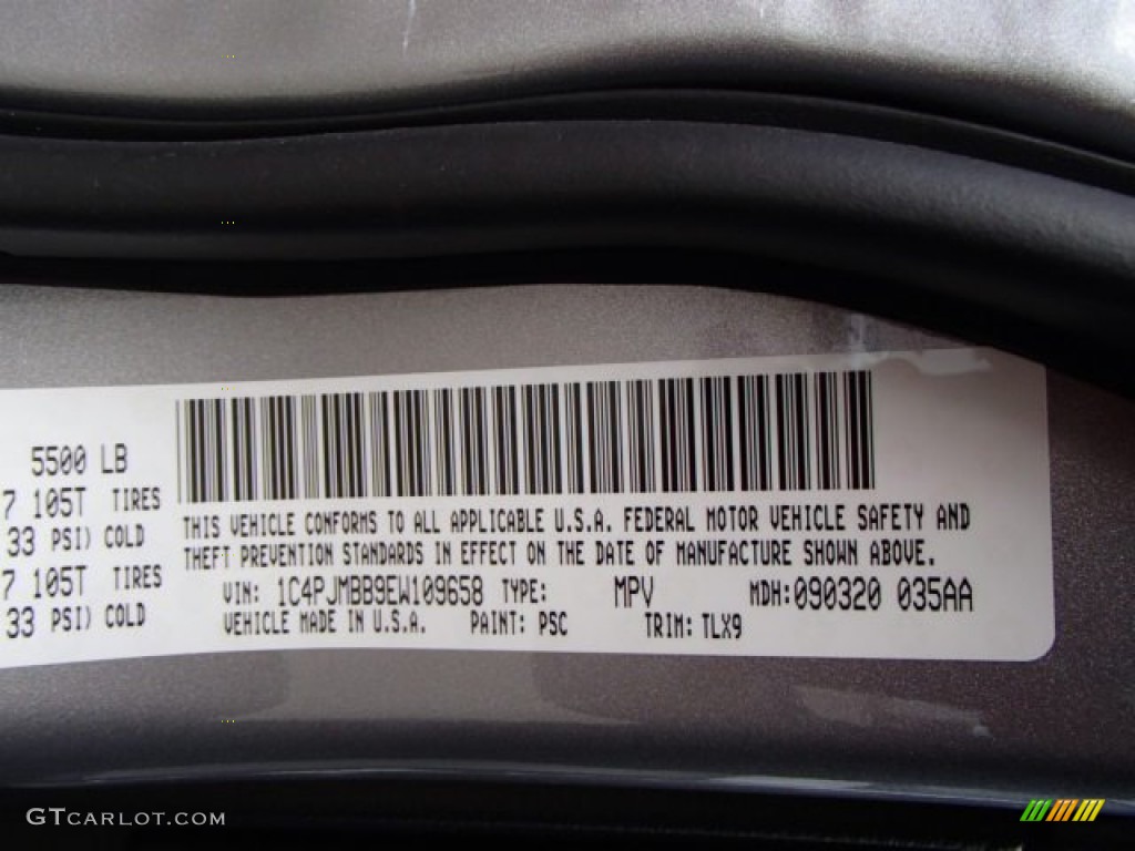 2014 Cherokee Color Code PSC for Billet Silver Metallic Photo #87732009