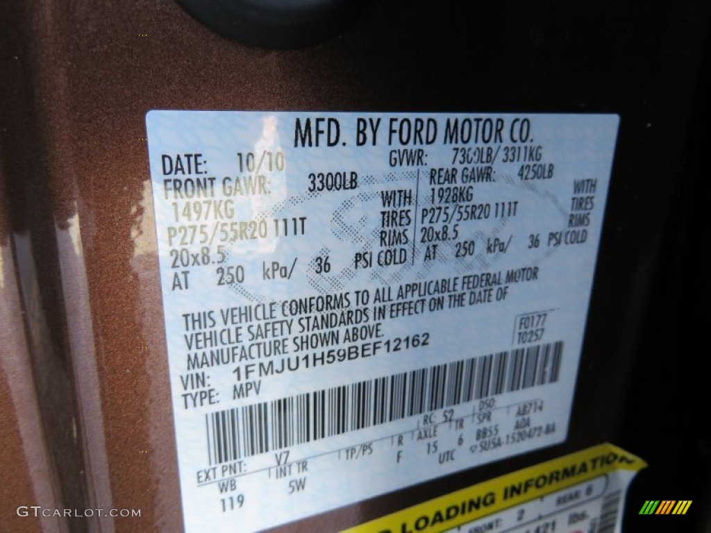 2011 Ford Expedition King Ranch Color Code Photos