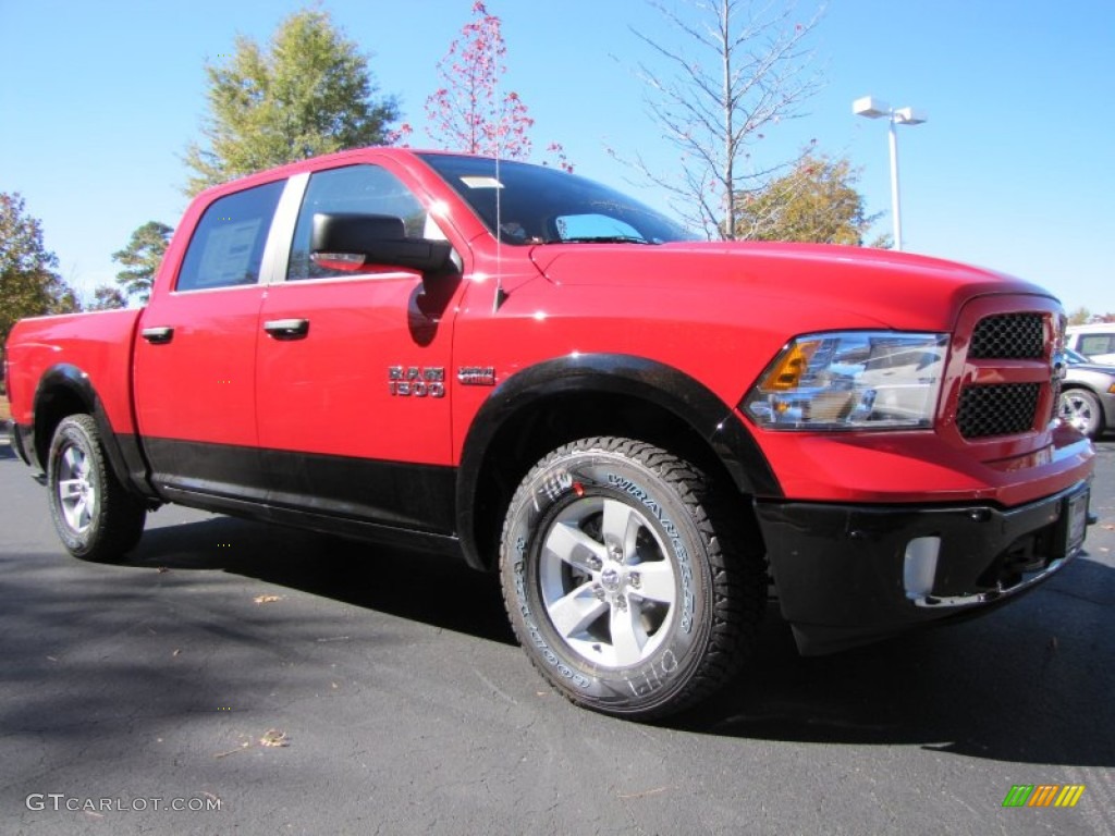 2014 1500 Outdoorsman Crew Cab 4x4 - Flame Red / Black/Diesel Gray photo #4
