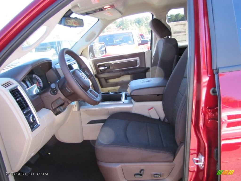 2014 1500 SLT Quad Cab - Deep Cherry Red Crystal Pearl / Canyon Brown/Light Frost Beige photo #7