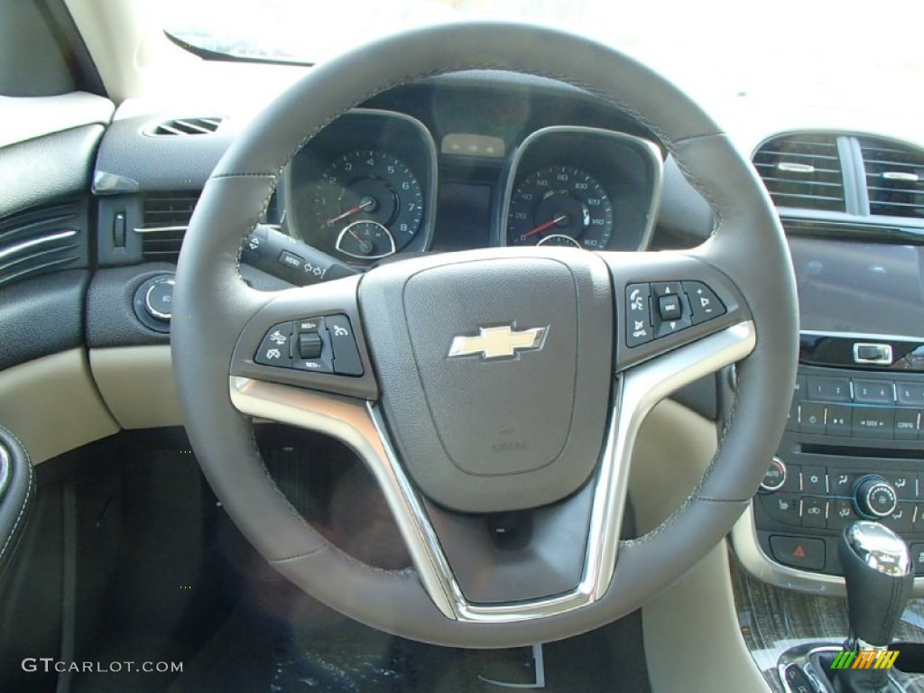 2014 Chevrolet Malibu LTZ Cocoa/Light Neutral Steering Wheel Photo #87740091