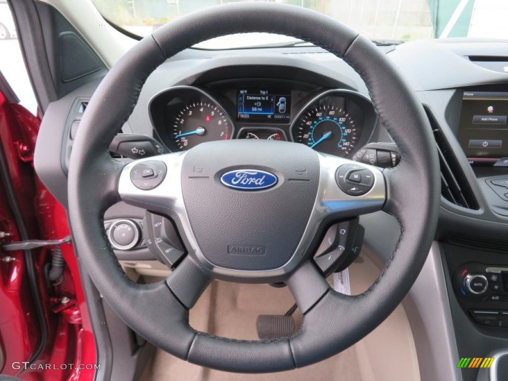 2014 Ford Escape SE 1.6L EcoBoost Medium Light Stone Steering Wheel Photo #87741807