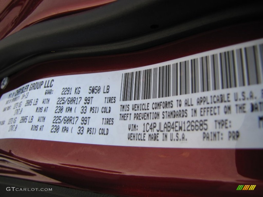 2014 Cherokee Color Code PRP for Deep Cherry Red Crystal Pearl Photo #87743511
