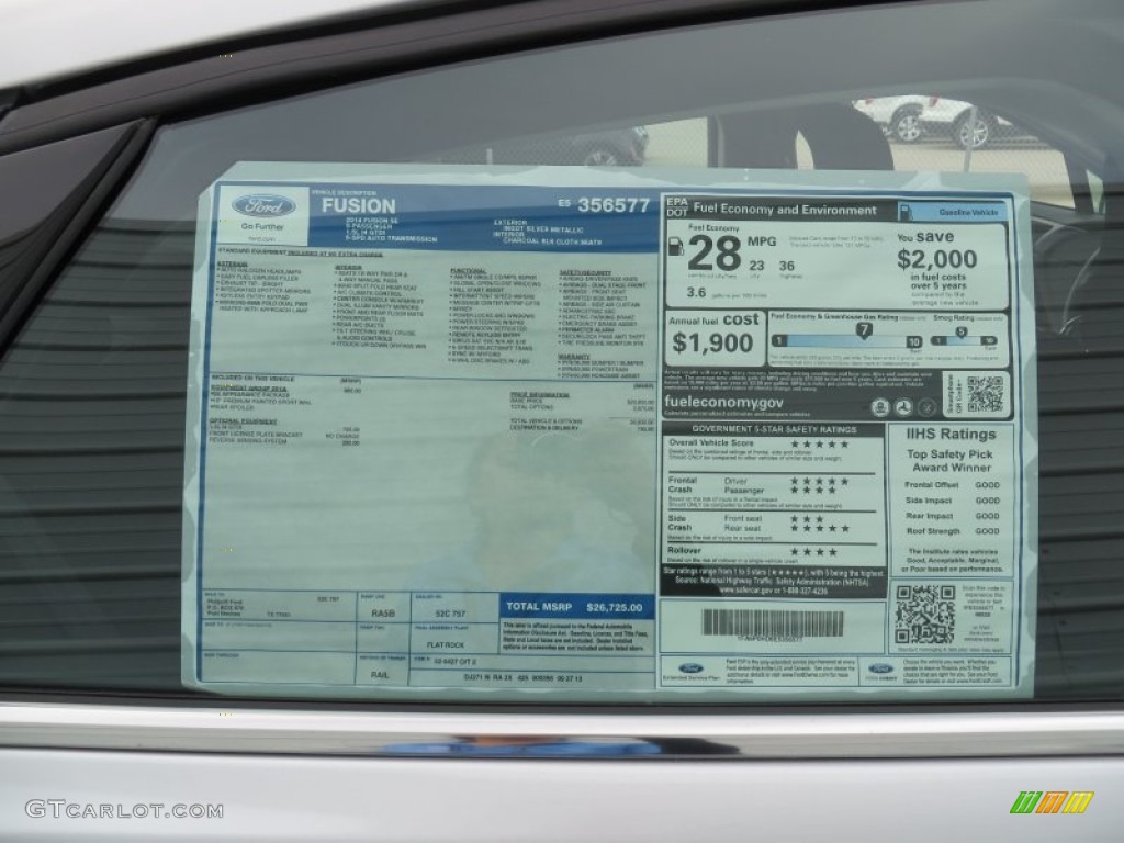 2014 Ford Fusion SE EcoBoost Window Sticker Photo #87745335