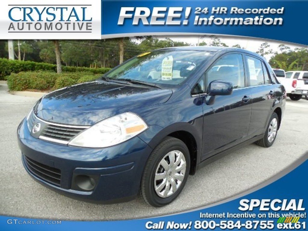 2009 Versa 1.8 S Sedan - Blue Onyx / Charcoal photo #1