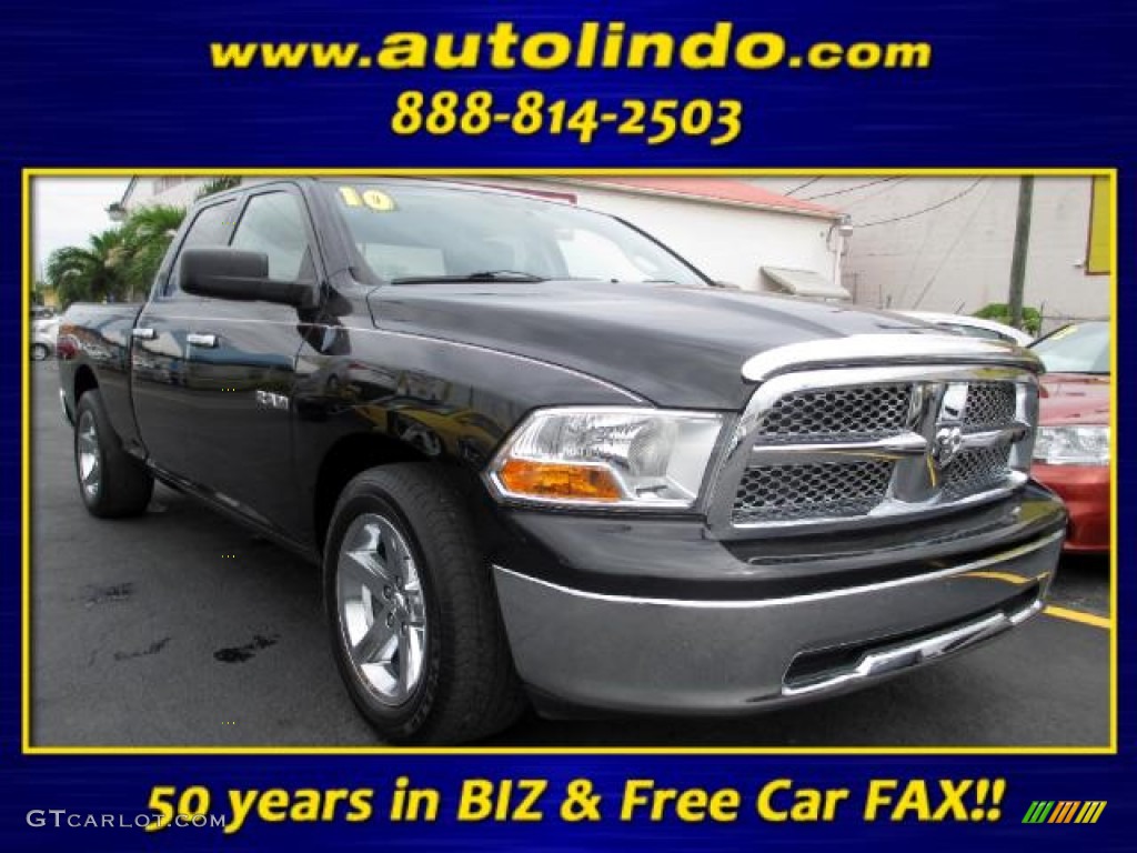 2010 Ram 1500 SLT Quad Cab - Brilliant Black Crystal Pearl / Dark Slate Gray photo #1