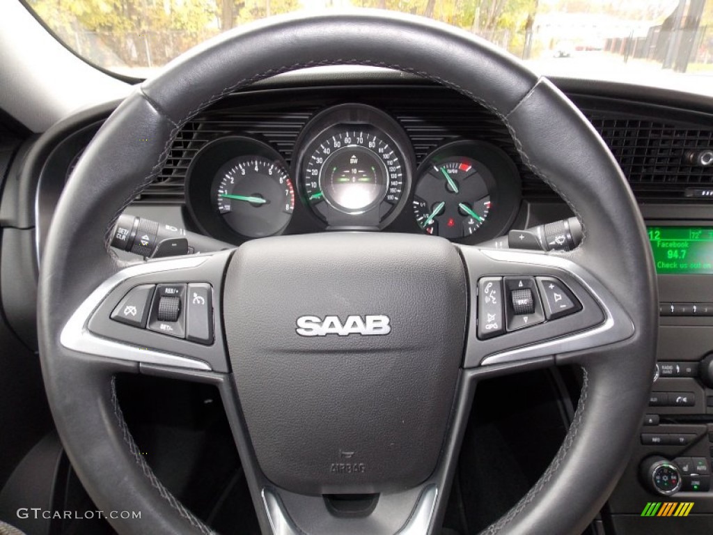 2010 Saab 9-5 Aero Sedan XWD Dark Pewter Steering Wheel Photo #87765600