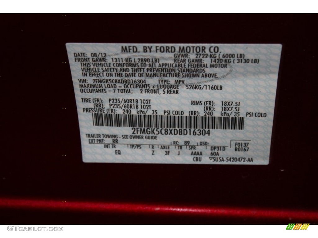 2013 Flex SEL - Ruby Red Metallic / Charcoal Black photo #17