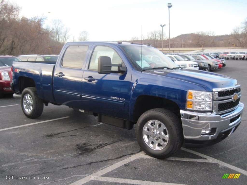 2014 Silverado 3500HD LTZ Crew Cab 4x4 - Blue Topaz Metallic / Ebony photo #3