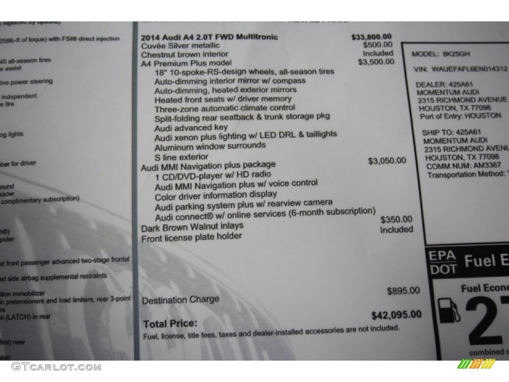 2014 A4 2.0T Sedan - Cuvee Silver Metallic / Chestnut Brown/Black photo #34