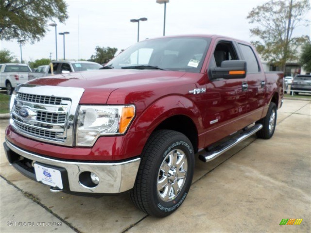 2013 F150 XLT SuperCrew 4x4 - Ruby Red Metallic / Steel Gray photo #1