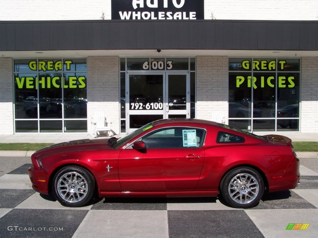 2014 Mustang V6 Premium Coupe - Ruby Red / Medium Stone photo #1