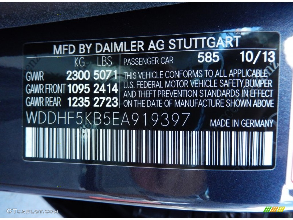 2014 E Color Code 585 for Indigo Blue Metallic Photo #87812074
