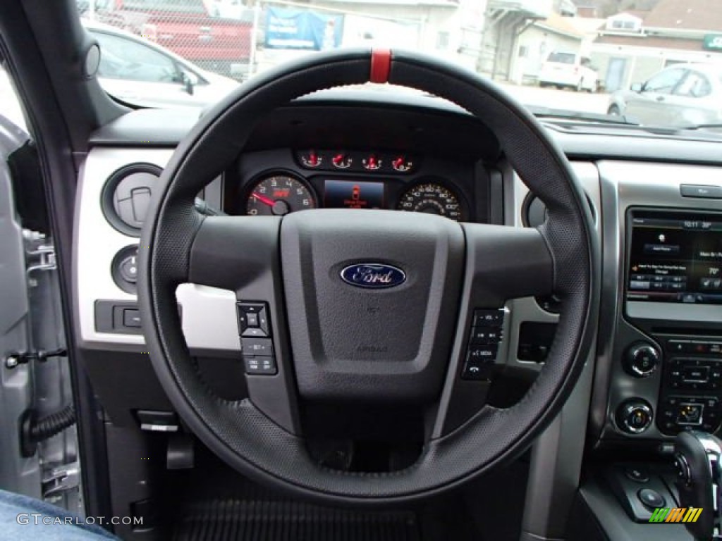 2014 Ford F150 SVT Raptor SuperCrew 4x4 Raptor Black Steering Wheel Photo #87812677