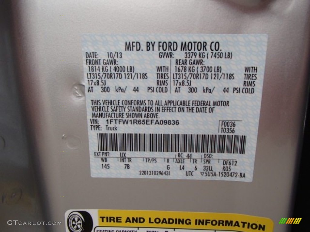 2014 F150 Color Code UX for Ingot Silver Photo #87812776