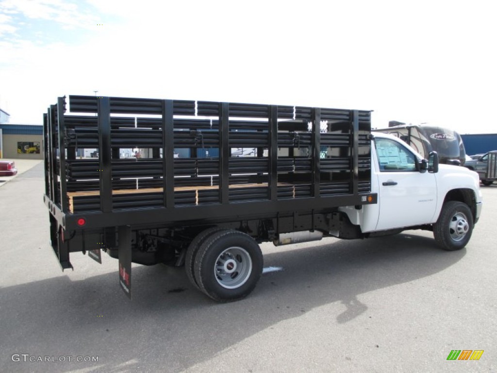 Summit White 2014 GMC Sierra 3500HD Regular Cab Stake Truck Exterior Photo #87817654