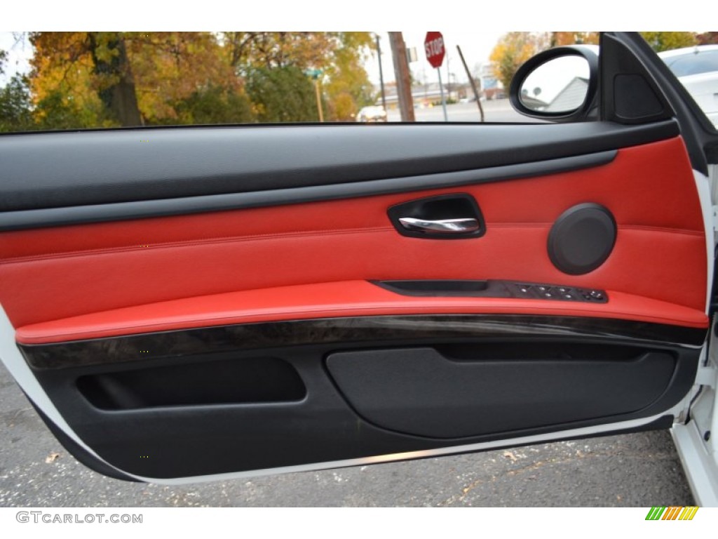 2008 BMW 3 Series 328i Convertible Coral Red/Black Door Panel Photo #87821440